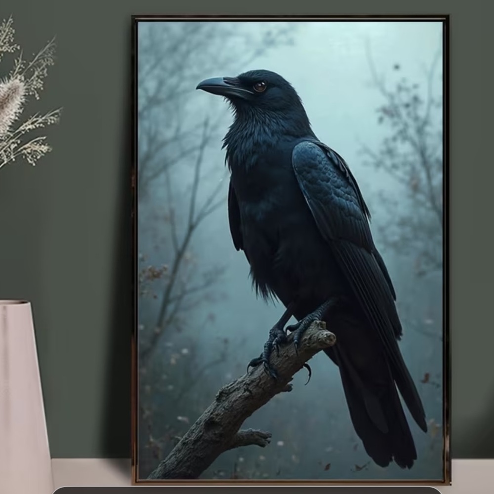 Elegant Black Bird Wall Art Raven - Picture 3 of 5